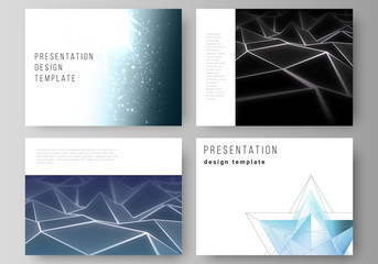 The minimalistic abstract vector layout of the presentation slides design business templates. 3d polygonal geometric modern design abstract background. Science or technology vector illustration.