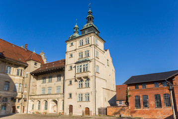 Fototapeta na wymiar Tower of the historic castle in Gustrow, Germany