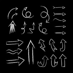 Hand drawn arrows set. Collection of arrow doodles.