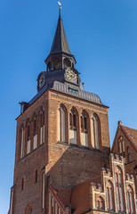 Fototapeta na wymiar Tower of the historic dom church in Gustrow, Germany