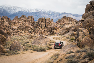 View of a car in Alabama Hills, California, USA