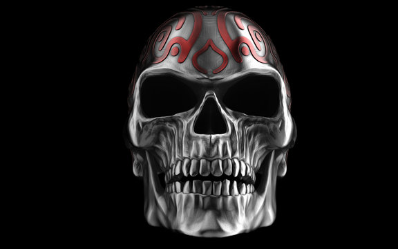 Heavy metal angry skull with red tribal paint