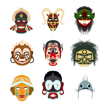Tribal masks set 9