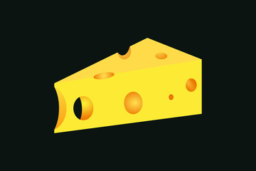 A piece of cheese with holes