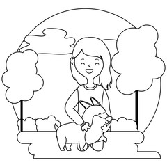 Girl with dog cartoon design