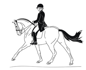 Equestrian sport, dressage, canter half-pass