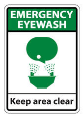 Emergency Eyewash Keep Area Clear Symbol Sign Isolate On White Background,Vector Illustration EPS.10