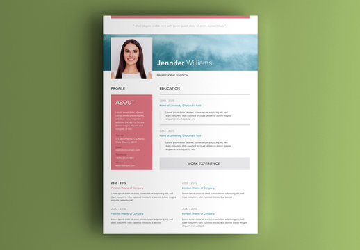 Resume Layout with Image of Blue Sky