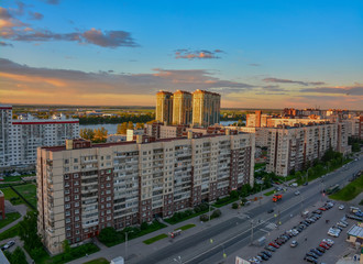 Fototapeta premium Summer sunset, shot in the Rybatskoye district