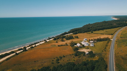 Aerial view of coastline Jurkalne Baltic sea Latvia