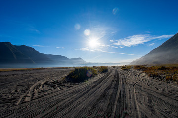 Mount Bromo volcano during sunrise, 2019 East Java, Indonesia