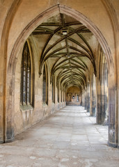 Fototapeta na wymiar UK, Cambridge - August 2018: St John's College - New court, inside the portico