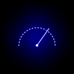 speedometer speed time clock icon in blue neon style.. Elements of time illustration icon. Signs, symbols can be used for web, logo, mobile app, UI, UX