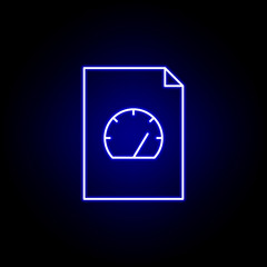 document speedometer clock time icon in blue neon style.. Elements of time illustration icon. Signs, symbols can be used for web, logo, mobile app, UI, UX
