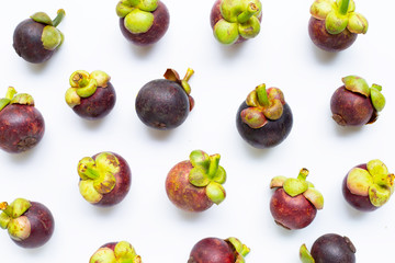 Mangosteen isolated on white background.