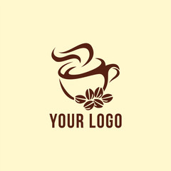 coffee cup with beans logo template single color