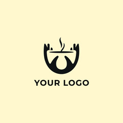 coffee with hand hold logo template