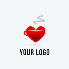 Obraz premium love combined with coffee cup logo template
