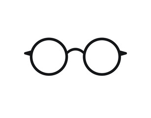 Vector flat black round glasses icon logo isolated on white background