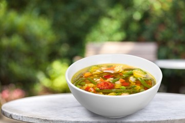 Vegetable soup isolated on background