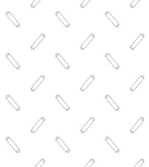 Vector seamless pattern of flat black outline longboard isolated on white background