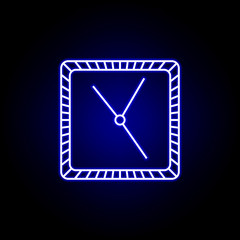 wall clock time icon in blue neon style.. Elements of time illustration icon. Signs, symbols can be used for web, logo, mobile app, UI, UX