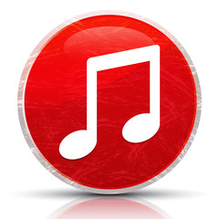 Music note icon metallic grunge abstract red round button vector illustration