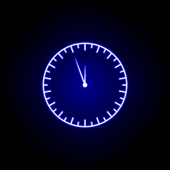wall clock time icon in blue neon style.. Elements of time illustration icon. Signs, symbols can be used for web, logo, mobile app, UI, UX