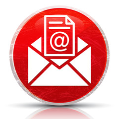 Newsletter email icon metallic grunge abstract red round button vector illustration