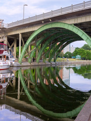 view of Rideau canal and bridge in Ottawa downtown