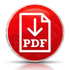 PDF document download icon metallic grunge abstract red round button vector illustration