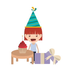 girl with party hat in birthday celebration