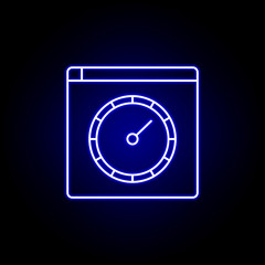 web browser speed speedometer icon in blue neon style.. Elements of time illustration icon. Signs, symbols can be used for web, logo, mobile app, UI, UX