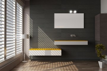 Luxury and modern bathroom. Original 3d rendering