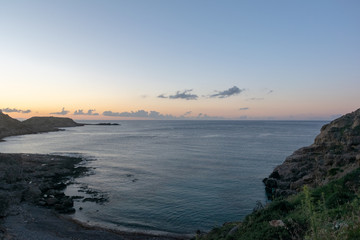 dawn on the mediterranean sea on the beach