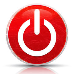 Power icon metallic grunge abstract red round button vector illustration