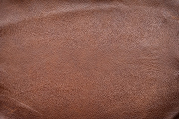 Texture of Genuine Leather with wrinkle, brown color, background, surface