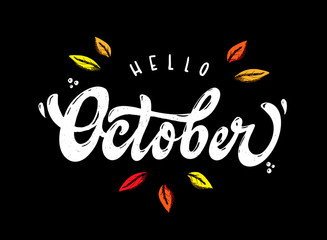 Hello October lettering quote