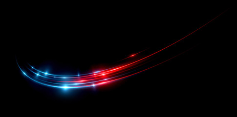 Glow effect. Ribbon glint. Curved lines. Power energy. LED glare tape. .Shining neon cosmic streaks. Magic design round whirl. Swirl trail effect. .Smooth wave. Gentle arc. Light flow. Sci fi tech.