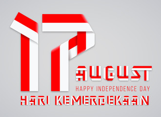 August 17, Indonesia National Day congratulatory design with Indonesian flag colors. Vector illustration.