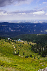 Obraz premium On the trail in Giant Mountains (Karkonosze), Polish - Czech Republic border. European Union. 