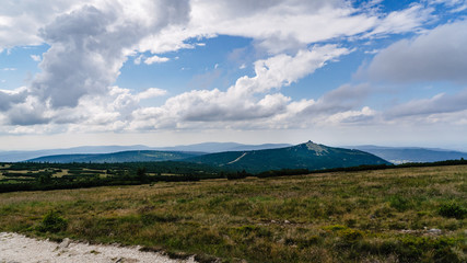 On the trail in Giant Mountains (Karkonosze), Polish - Czech Republic border. European Union. 