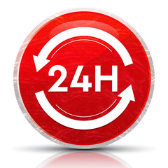 24 hours update icon metallic grunge abstract red round button vector illustration