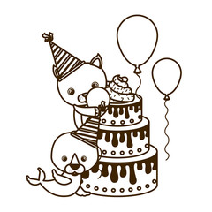 silhouette of card of celebration with animals