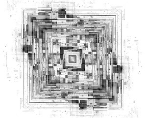 Quantum computer system. Internet connection. Net system. Modern big data. Magic code. .Techno pattern. Intersect grid. Symmetry lines. Energy blocks. Kaleidoscopic shape. AI. Sci-fi