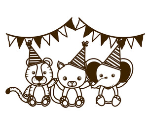 silhouette of card of celebration with animals