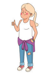 Teenager woman with casual clothes cartoon