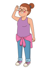 Teenager woman with casual clothes cartoon