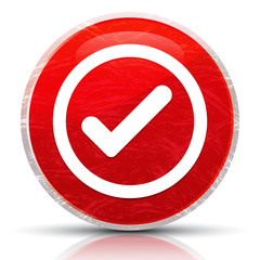 Check box icon metallic grunge abstract red round button vector illustration