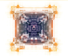 Quantum computer system. Internet connection. Net system. Modern big data. Magic code. .Techno pattern. Intersect grid. Symmetry lines. Energy blocks. Kaleidoscopic shape. AI. Sci-fi